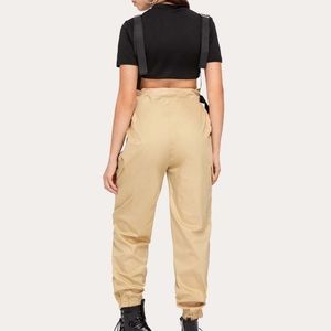 Khaki Buckle Pocket Overalls
